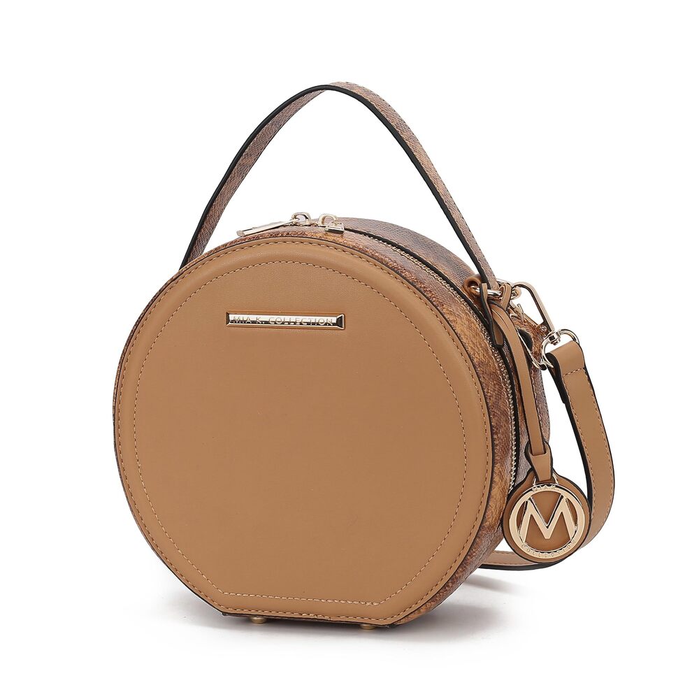 7655 Round Bag , Vegan Leather Circle Crossbody Bag Shoulder Purse by Mia K